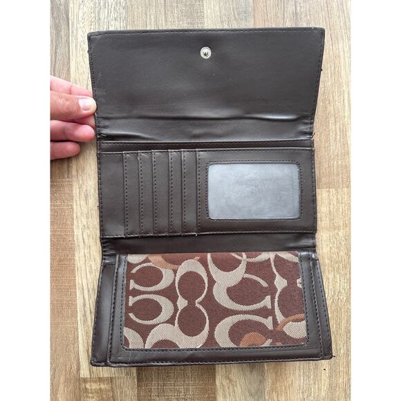 Vintage Y2K 90 Coach Trifold Wallet Classic C Pattern Wallet Designer Minimalist - Picture 4 of 5